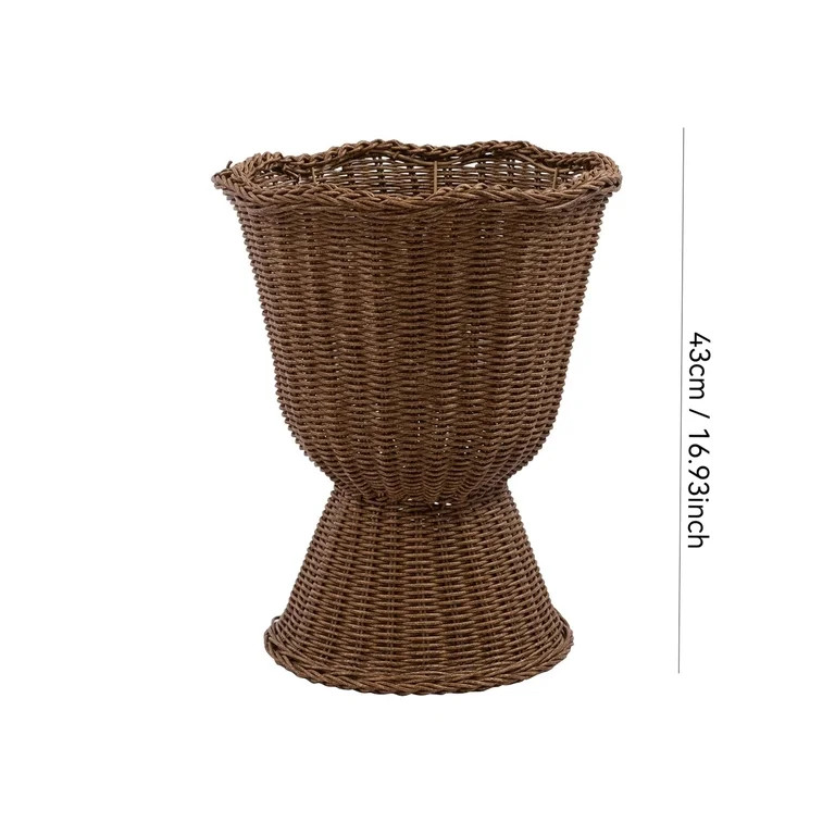 16" Woven Resin Urn Planter, Decorative Rattan-Style Wicker Flower Pot with Waterproof Lining for... | Walmart (US)