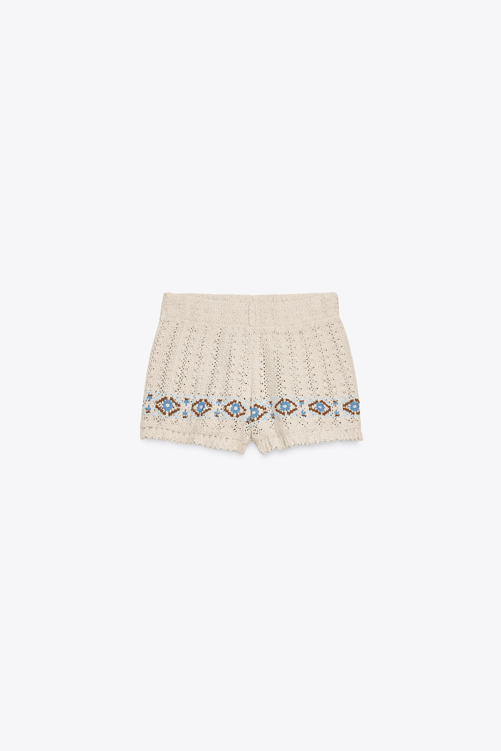 EMBROIDERED CROCHET SHORTS | Zara UK