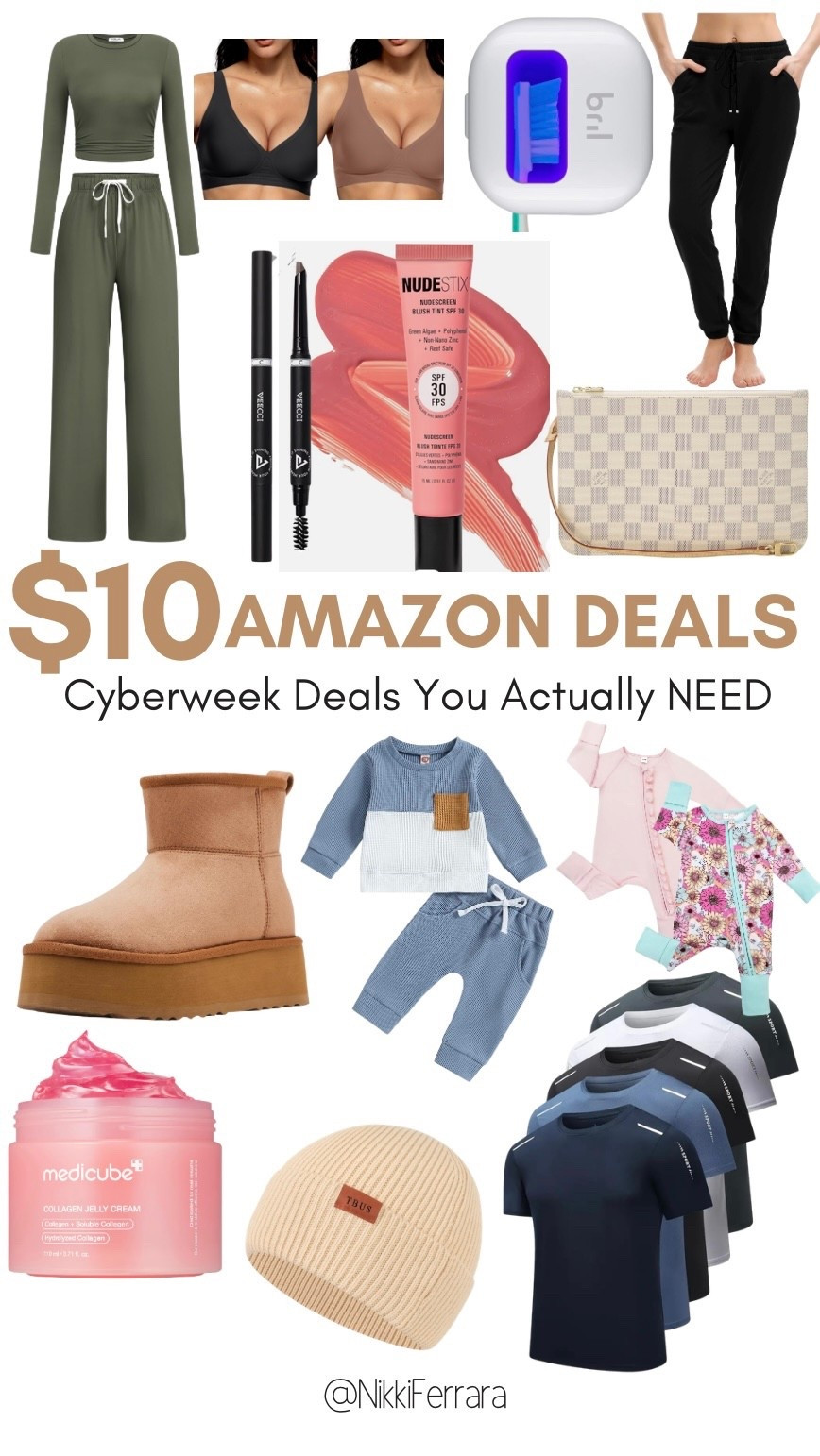 $10 CYBERWEEK SALE DEALS! 👌 All my favorites from Amazon that I literally wear everyday! 2 PC sets that are CLOUD soft. Perfect for winter layering, plus my Lululemon zip, free people look sherpas, bestselling joggers, leggings! Items for the whole family including Kids 2 piece sets & men’s joggers and wick wear shirts!🤩🤎
.

#ad @amazon #winterfavorites2025  #founditonamazon 
.
✨SIZING✨Everything is petite friendly I’m 5’2” 125lbs wearing small top/dress and small/4 bottoms 
.
Thanksgiving outfit, sweater dress, floral skirt, Amazon floral skirt, Amazon sweater dress, Amazon Thanksgiving outfit m, Fall sweater, Amazon deals, Amazon sweater, Amazon discount code, cable knit sweater, Cotigan, cardigan, tie front sweater, colorblock sweater, sweater with white lines, stripe sweater, black jeans, brown jeans, skort, wrap skort, pattern skort, floral pattern skort, black and white skort, wrap skort
Amazon basic, travel outfit, 3 piece set, capsule wardrobe, travel outfit, comfy outfits, scuba set, look for less, capsule closet, 2 piece set, workwear, Amazon two piece set, sunglasses, striped dress, blue stripe dress, black jumpsuit, beige jumpsuit, travel outfit, loungewear, comfy outfit, casual outfits, work outfit, workwear, two piece set, 2 piece set, Amazon two piece set, Amazon lounge set 

#LTKsalealert #LTKtravel #LTKworkwear#LTKBacktoSchool #LTKFallSale#LTKxPrimeDay#LTKVideo

#LTKSaleAlert #LTKGiftGuide #LTKCyberWeek