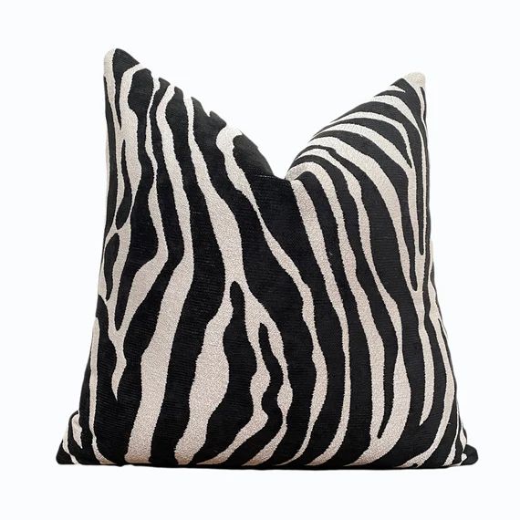 Black Natural Abstract Animal Print Throw Pillow Cover  Zebra | Etsy | Etsy (US)