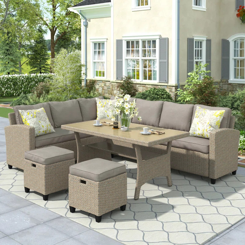 Julianna Polyethylene (PE) Wicker 7 - Person Seating Group with Cushions | Wayfair North America