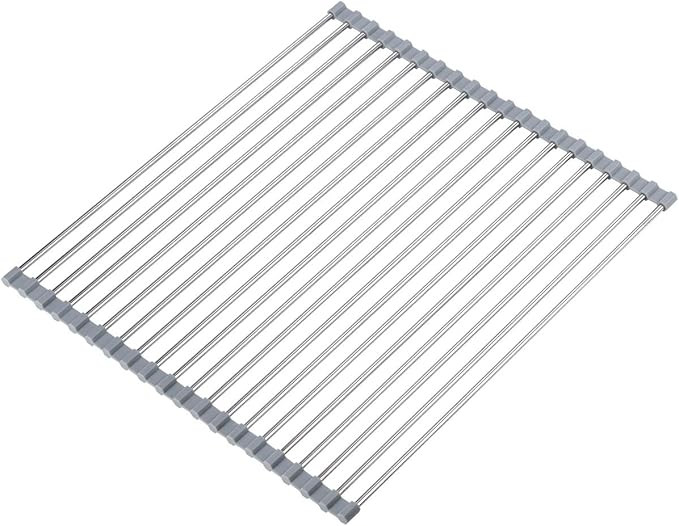 Roll Up Dish Drying Rack Over The Sink 17.7"(L) x 15.6"(W), Multipurpose Foldable Stainless Steel... | Amazon (US)