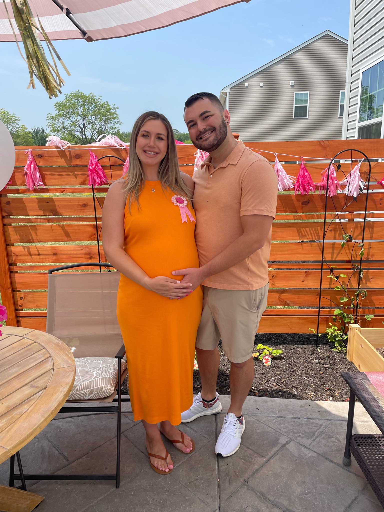 Realized I never got to share our baby shower (one of; we had two) because everything happened with Chloe the next day. 😅 Our sweet friends hosted a co-ed, open house, casual shower for us and it was GREAT! 🫶🏻 I can’t believe I didn’t wear pink, but this orange dress from Marshall’s was calling my name! Linked some similar dresses since I can’t link this one! 🧡

#bumpfriendly #maternity #maternityoutfit #maternitydress #bodycondress

#LTKSeasonal #LTKbump #LTKbaby