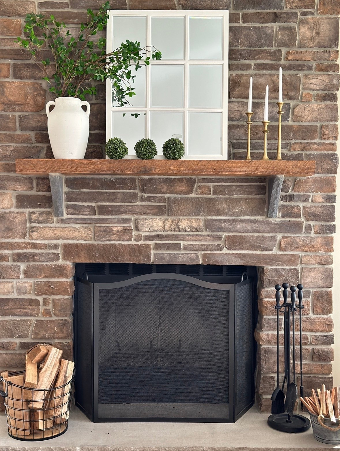 Spring fireplace decor with greenery, a white picture frame mirror and a save and splurge option for gold candlesticks.



#LTKSaleAlert #LTKHome #LTKSeasonal
