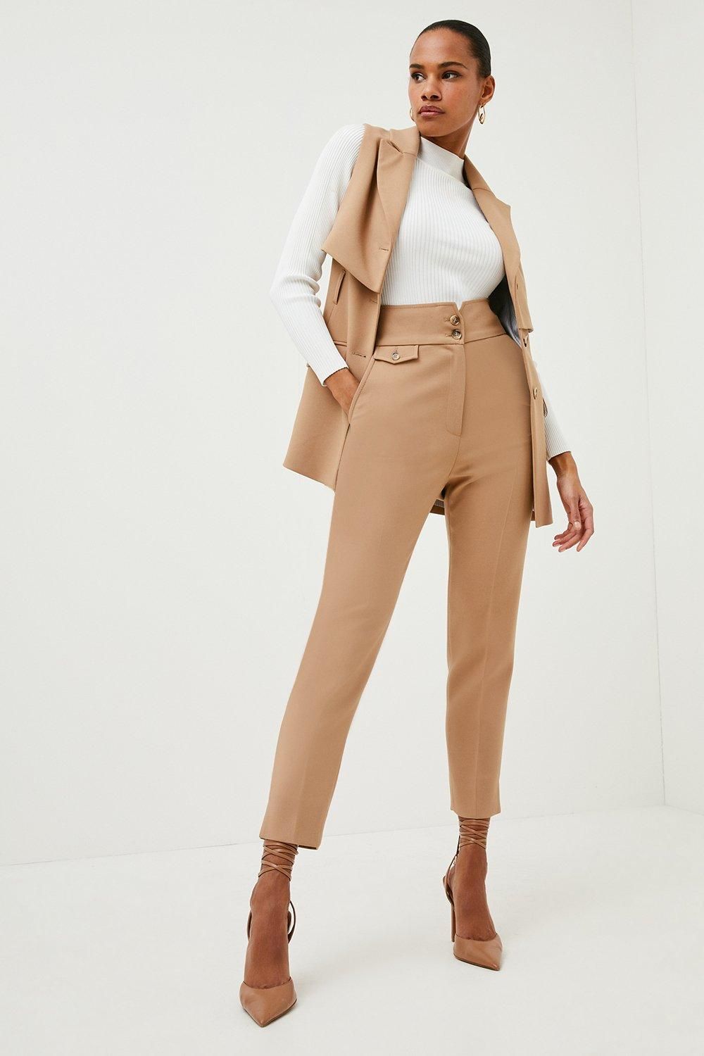 Compact Stretch Tailored Trouser | Karen Millen UK & IE