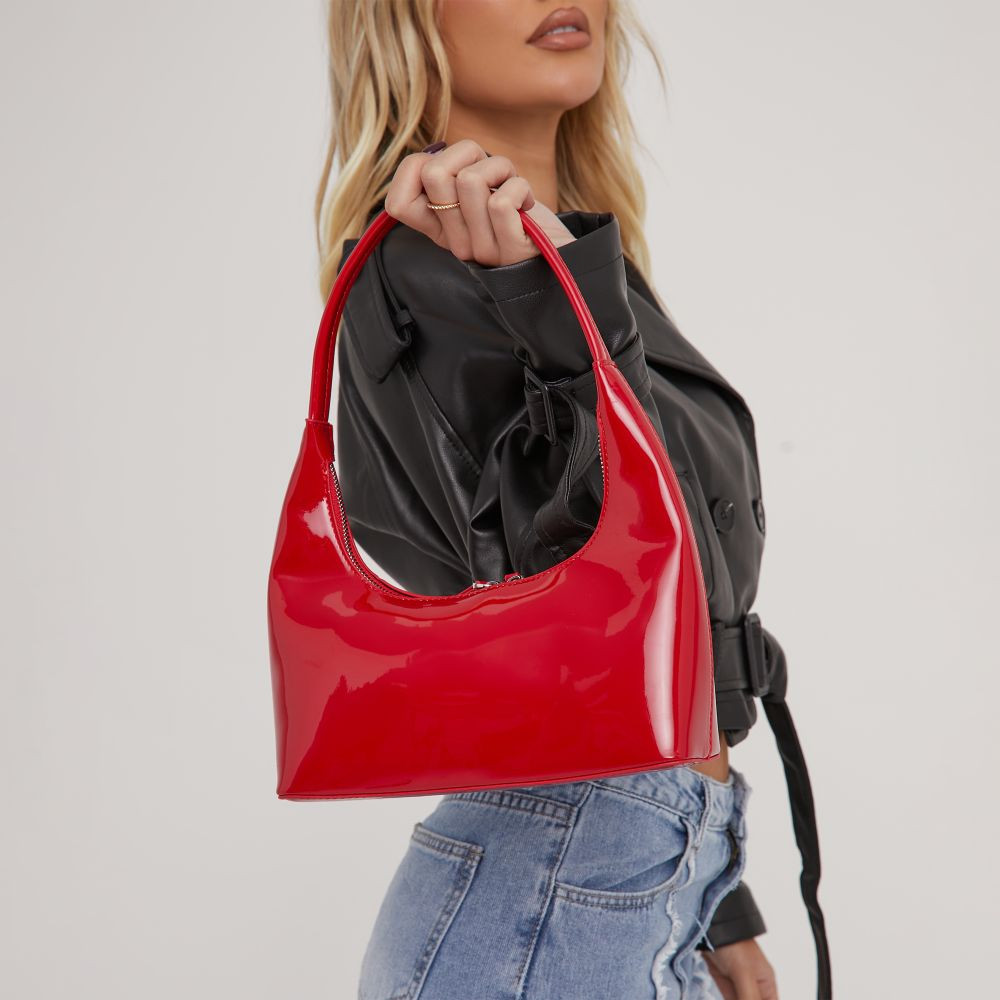 Hibiscus Shaped Shoulder Bag In Red Patent | EGO (UK)
