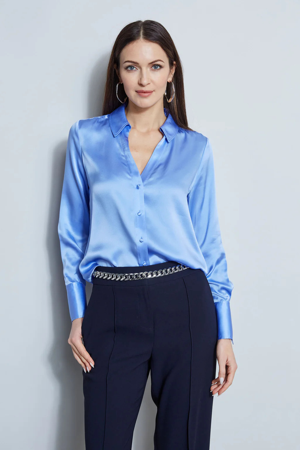 Silk Satin Button Down Shirt | Elie Tahari
