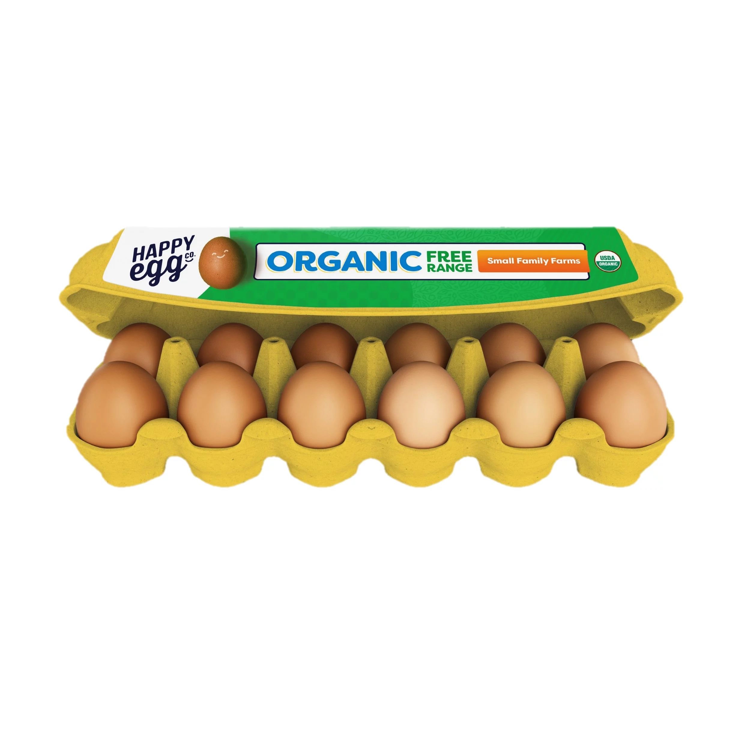 Happy Egg Organic Free Range Large Brown Eggs, 12 Count - Walmart.com | Walmart (US)