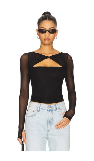 Velo Knotted Neck Top in Black | Revolve Clothing (Global)