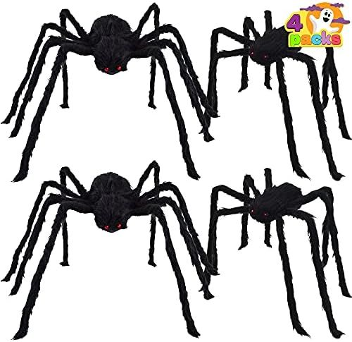 JOYIN Halloween Realistic Hairy Spiders Set (4 Pack), Halloween Spider Props, Scary Spiders with ... | Amazon (US)