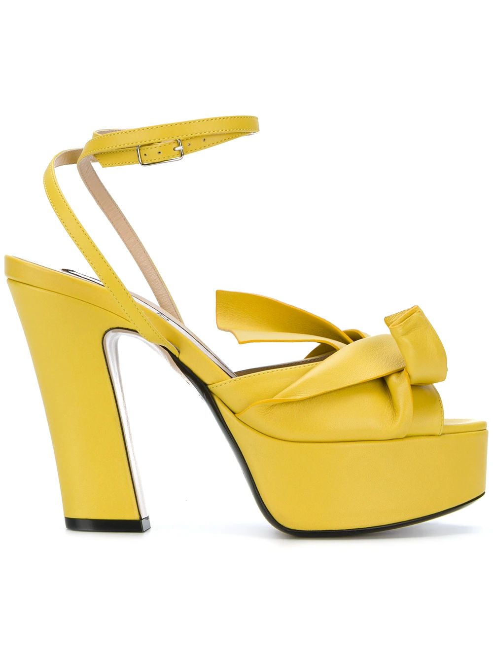 No21 abstract bow platform sandals - Yellow | FarFetch Global