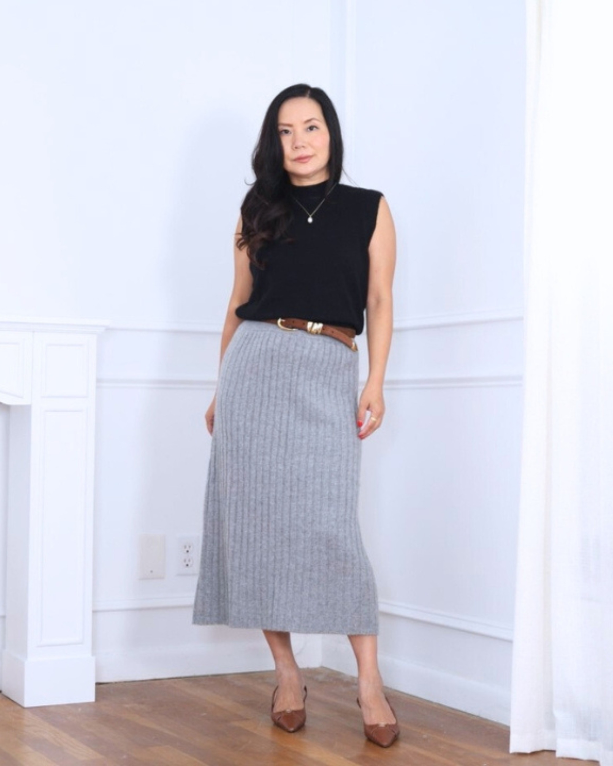 Simple, elegant, and effortless — wearing a mock neck top and midi skirt from Quince with heels from Mango. I’m 5’2, wearing size XS. 

#LTKPetite #LTKStyleTip #LTKOver40