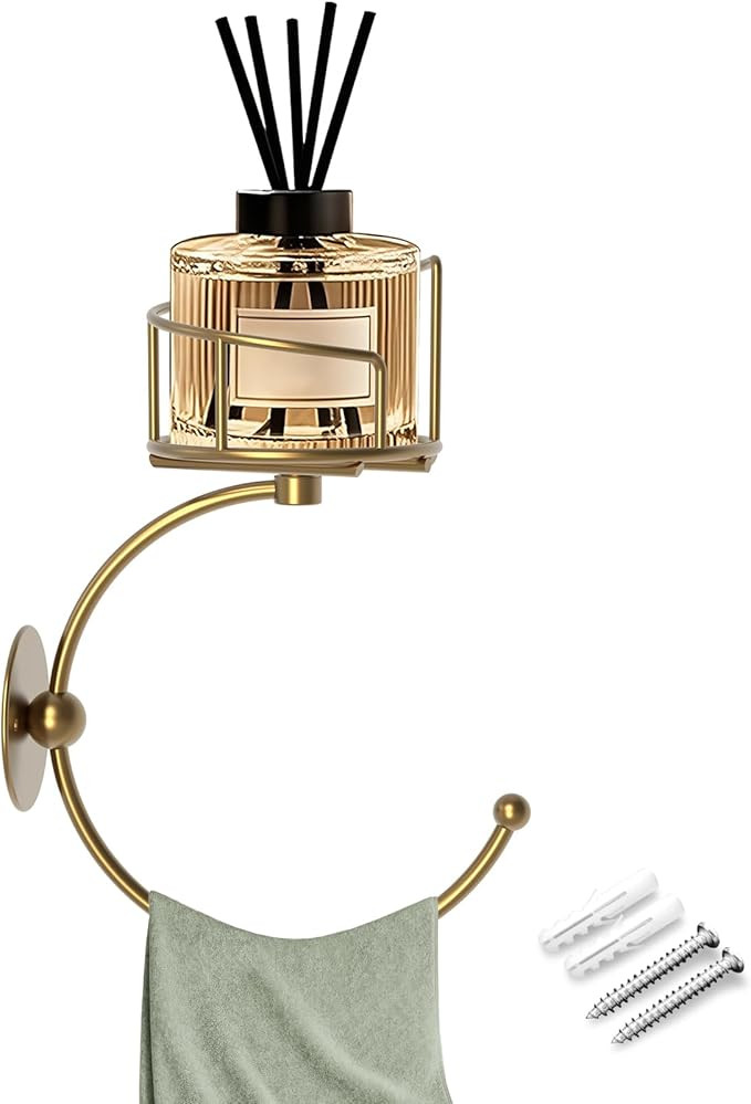 Hand Towel Holder with Vintage Wall Candle Sconce, Unique Gold Towel Hook & Elegant Wall Mounted ... | Amazon (US)