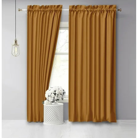 Vargottam Cotton Slub Dark Mustard Curtains 72 Inch Long Window Curtain Rod Pocket Window Panels For | Walmart (US)