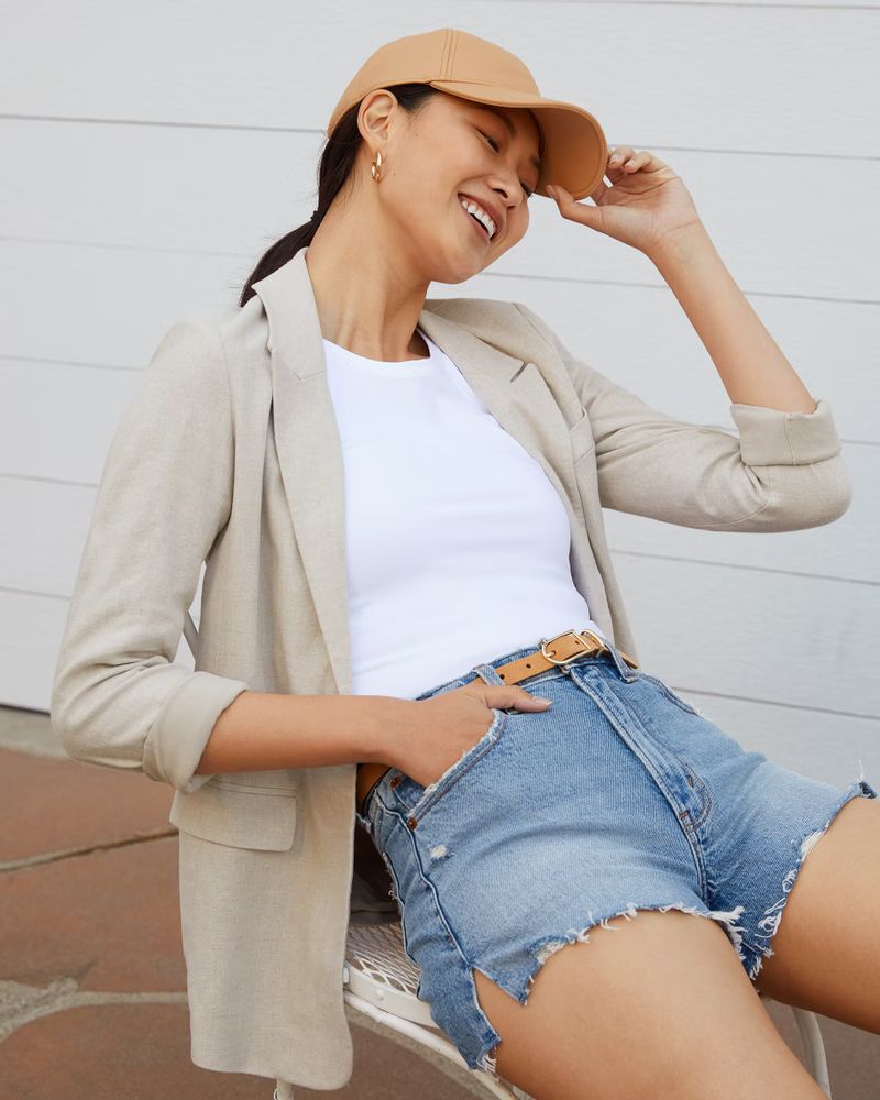 Single-Breasted Linen Blazer | Abercrombie & Fitch (US)