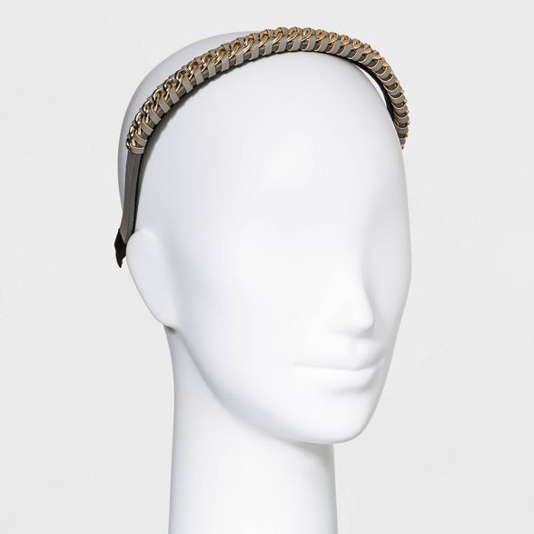 Faux Leather Chain Headband - A New Day™ Gray | Target