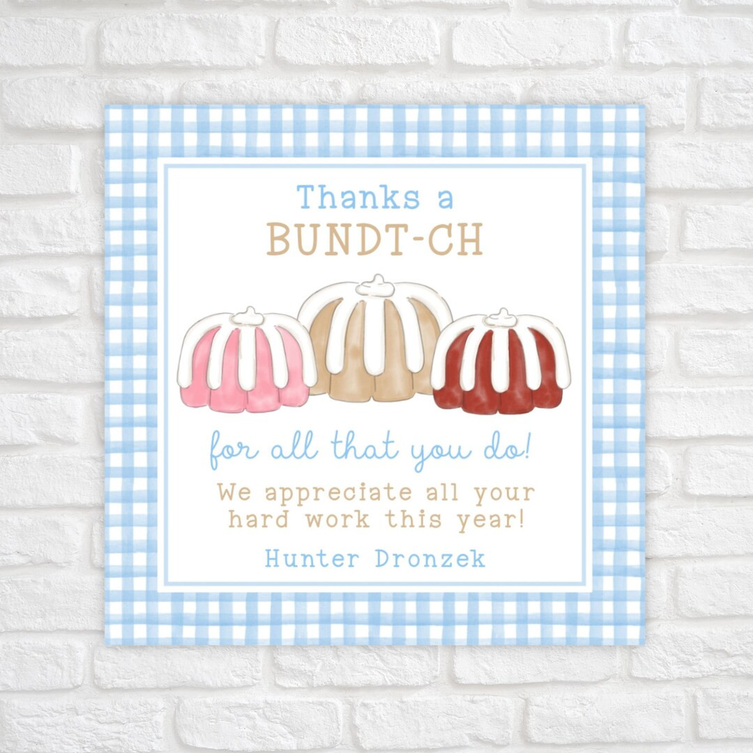 Printable Teacher Appreciation Gift Tag Bundt Cake Gift Tag - Etsy | Etsy (US)