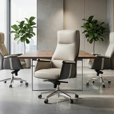 3 Pack Executive Leather Conference,Guest Reception Office Chairs | Wayfair North America