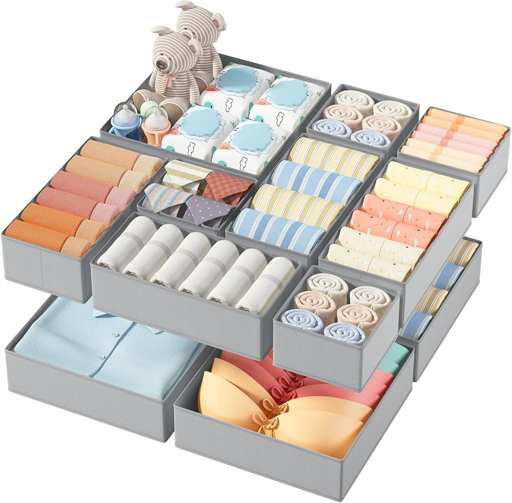 DIMJ Pack of 12 Non-woven Storage Boxes, Drawer Organizers, Foldable and Breathable Drawer Storag... | Amazon (FR)