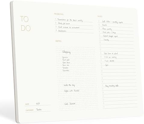 Elegant To Do List Notepad with Mouse Pad Feature, 11.22" x 7.87", 50 Tear-Off Sheets, Gold Foile... | Amazon (US)