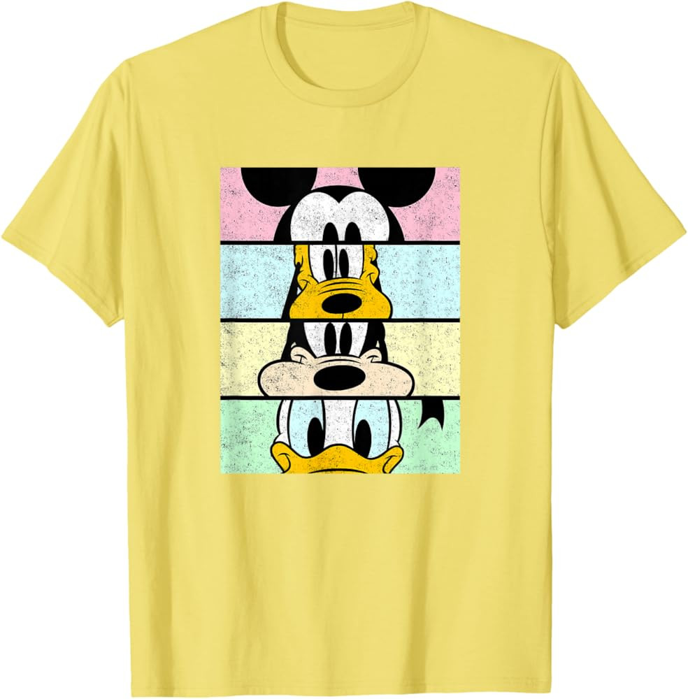 Disney Mickey and Friends Group Comic Panels Distressed T-Shirt | Amazon (US)