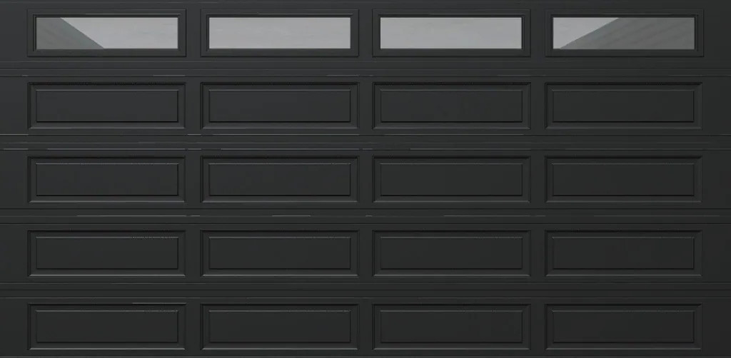 Wayne Dalton Classic Steel Model 8500 16-ft x 8-ft 16.22 R-Value Insulated Black Double Garage Door with Windows one_size | 8500RNCHBLCLRII168 | Lowe's