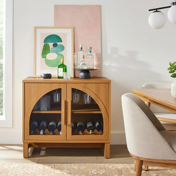 Better Homes & Gardens Juliet Arch Door Kitchen Console, Light Honey Finish | Walmart (US)