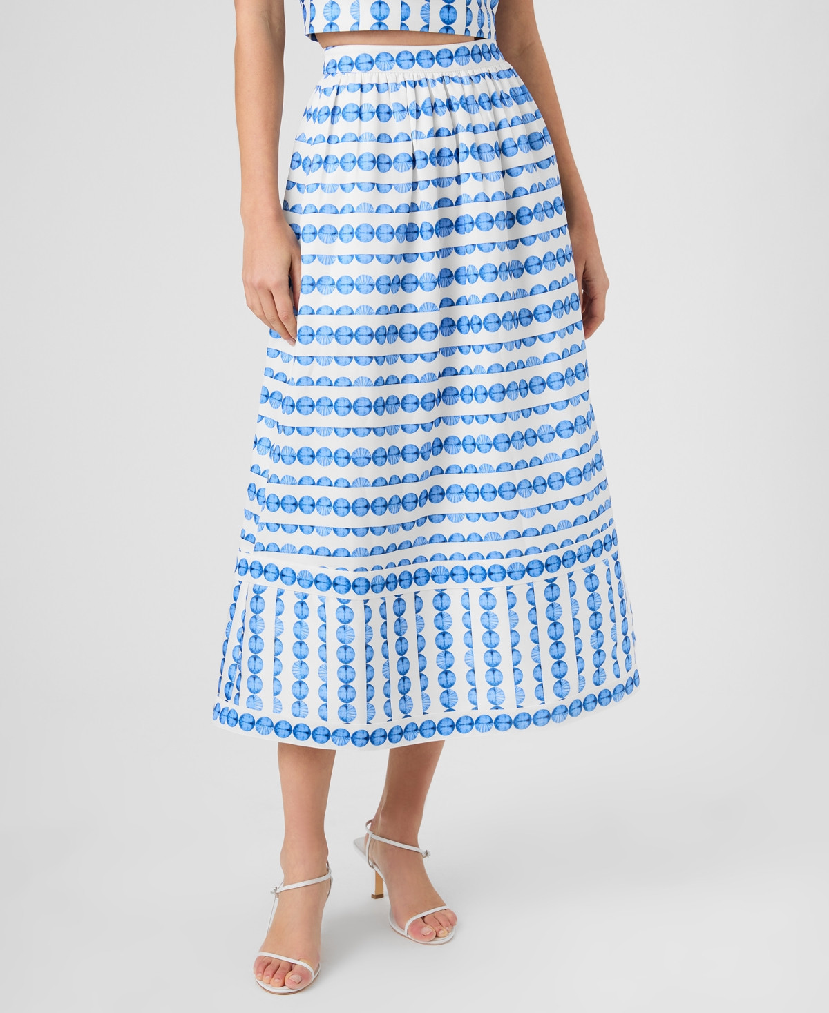 French Connection Women's Structured Taffeta Midi Skirt - True Blue | Macy's