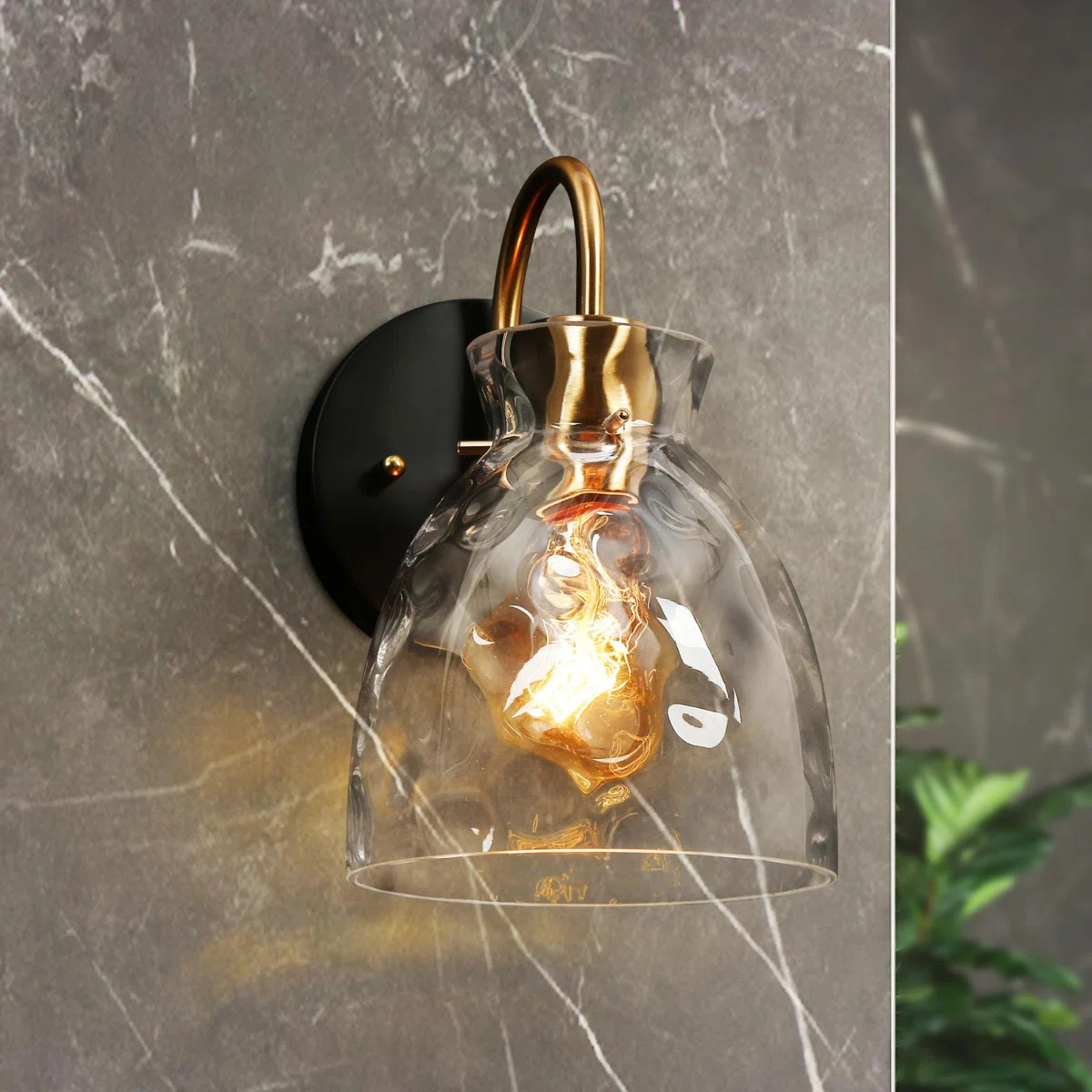 Iron Armed Sconce Dimmable with Glass Shade Bathroom Vanity Light | Wayfair North America