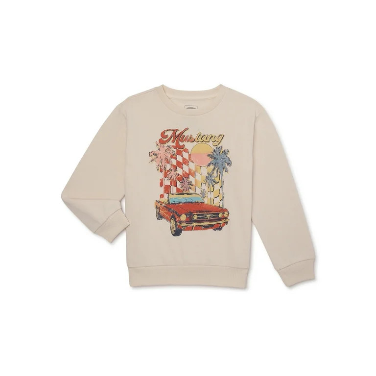 Ford Mustang Girls Sunset Graphic Crew Neck Sweatshirt, Size 4-16 | Walmart (US)