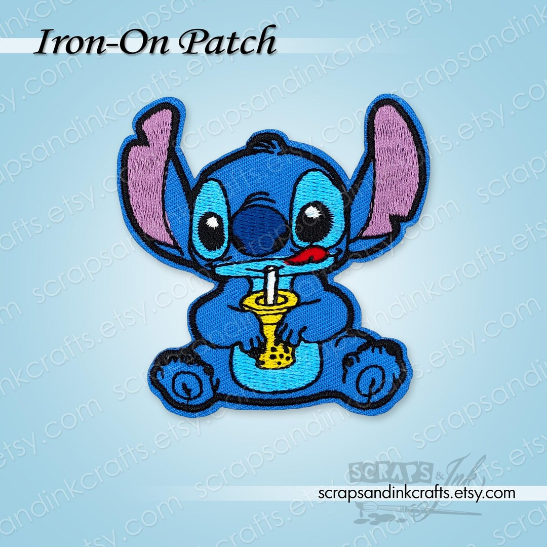STITCH With BOBA TEA Embroidered Iron-on Patch for Crafts, Hats, Gifts, Clothing, Backpacks, Jack... | Etsy (US)