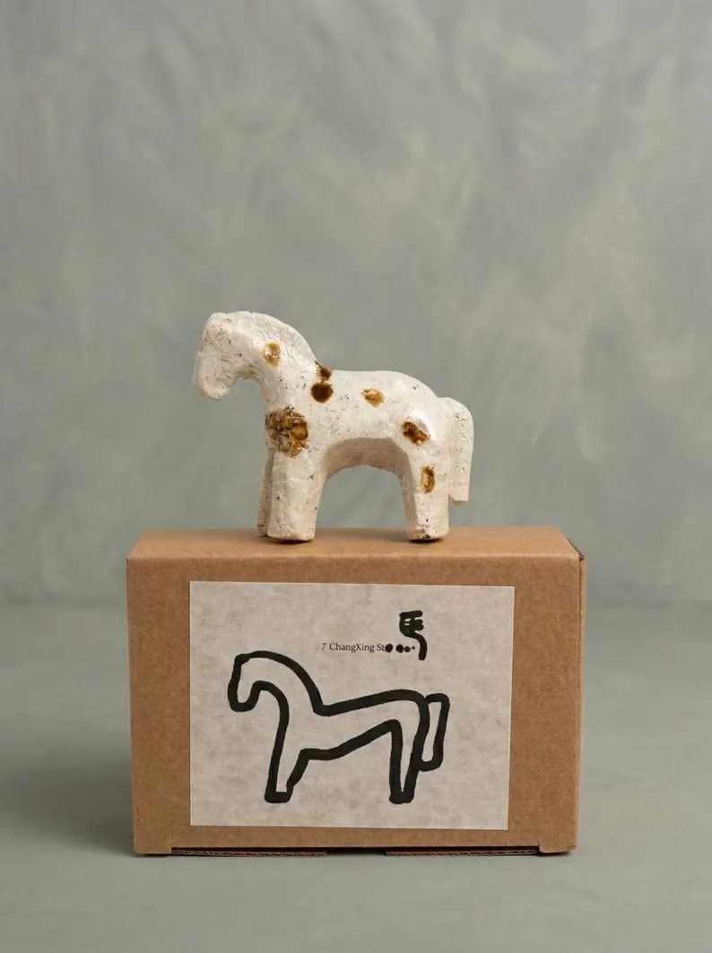 Handcrafted Wabi Sabi Ceramic Stoneware Mini Horse Year of the Horse \u2013 Speckled White, Iron ... | Etsy (Global)