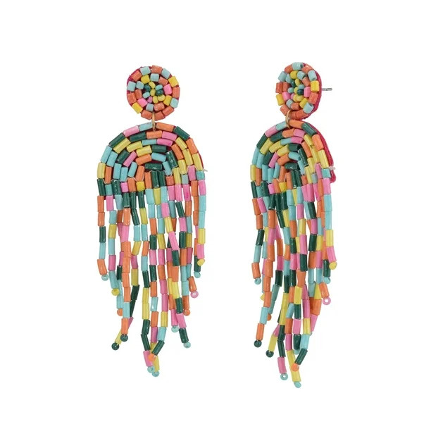Time and Tru Women's Multicolor Beaded Cascade Drop Earring | Walmart (US)
