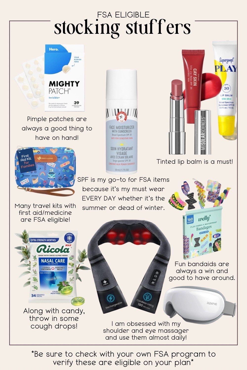 FSA Eligible items that would work great for holiday gifts or stocking stuffers!  