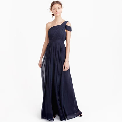 Cara long dress in silk chiffon | J.Crew US