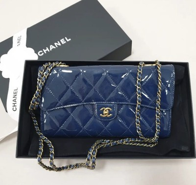 Chanel Navy Patent Eyelet Wallet On Chain  | eBay | eBay US
