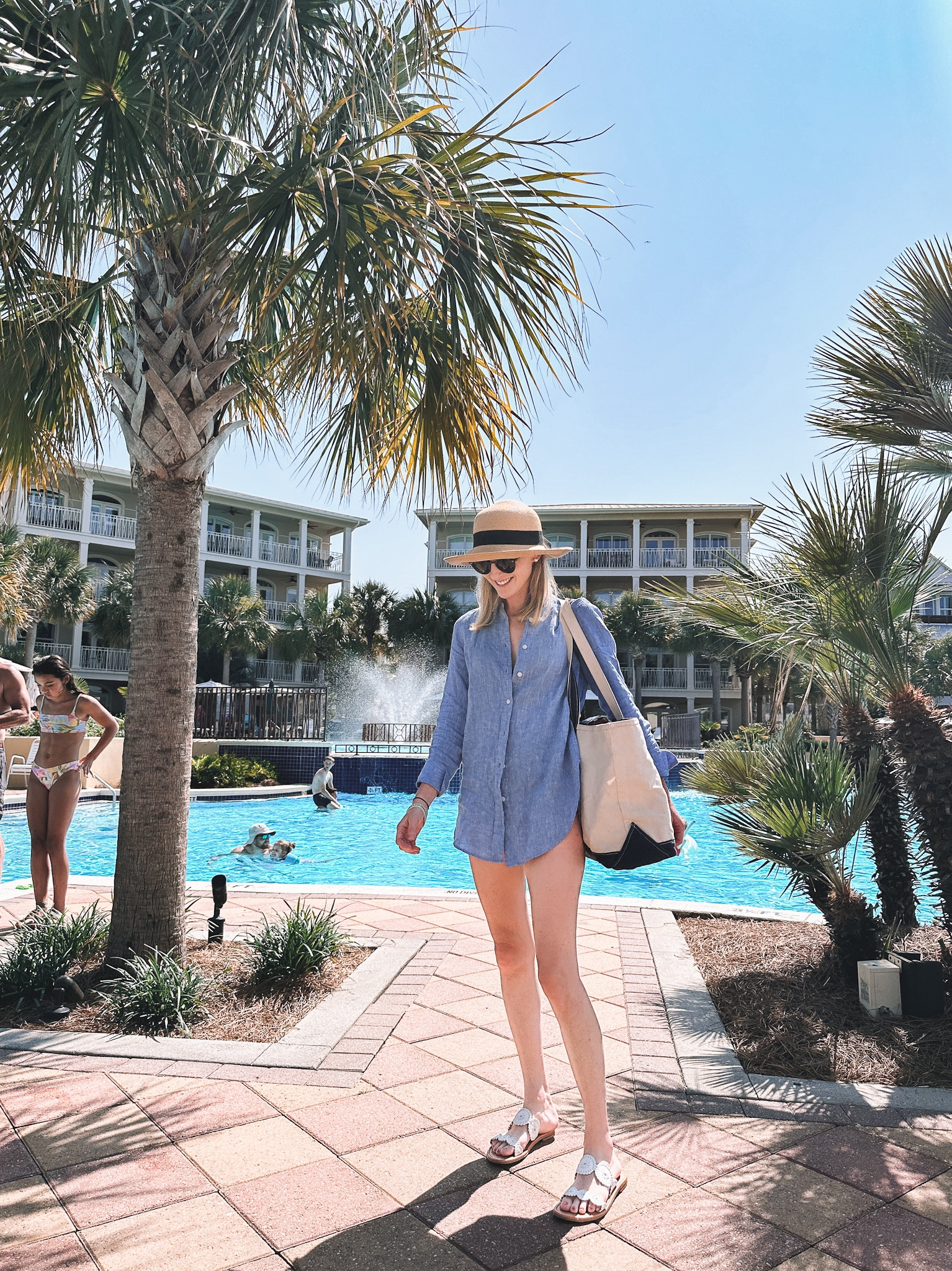 Talbots linen shirt, $23 Amazon packable straw hat, llbean tote, jack rogers padded sandals 

#LTKfamily #LTKunder50 #LTKitbag