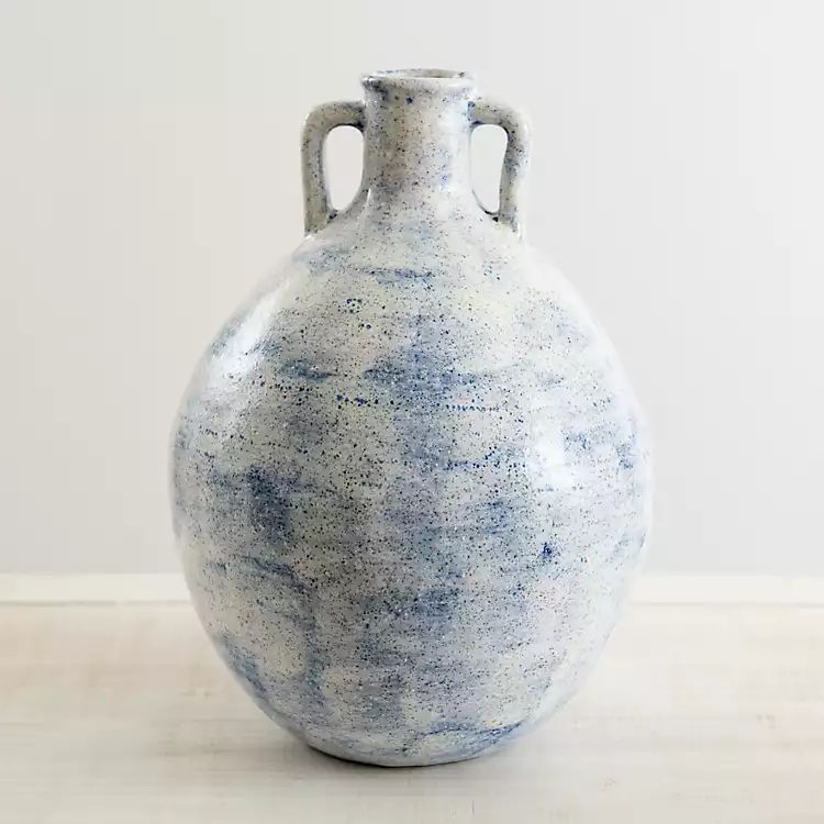 New!Blue Organic Ceramic Handle Jug Vase, 12 in. | Kirkland's Home