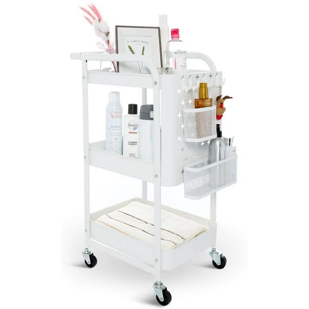 ELECWISH 3 Tier Metal Storage Utility Cart with Wheels (W/2 Brakes) Multipurpose Rolling Cart Org... | Walmart (US)