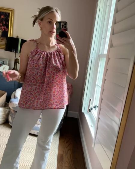 Such a cute summer top from J.Crew (size small). My white jeans are from Madewell and on sale with code LTK20. #summeroutfit #whitejeans #summertop

#LTKStyleTip #LTKxMadewell #LTKSeasonal