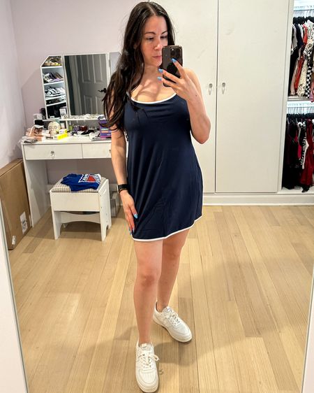 Casual active dress from Abercrombie. It has built in shorts, which I love. True to size. I’m wearing petite Small 

#LTKFindsUnder100 #LTKTravel #LTKActive