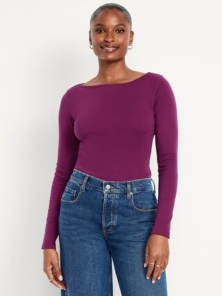 Snug Long-Sleeve Boat-Neck T-Shirt | Old Navy (US)