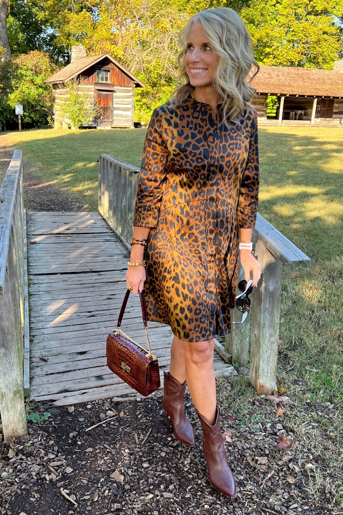 Fall perfection! 
Wearing  XS dress 
So good for year round. Add tights for winter. 
Love these western style booties. Perfect heel height  

#LTKOver40 #LTKShoeCrush #LTKStyleTip