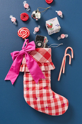 Mini Gingham Bow Stocking | Anthropologie (US)