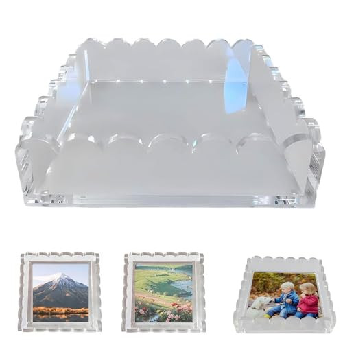 VBLCTS Scalloped Acrylic Tray, Acrylic Scalloped Tray, Magnetic Picture Frames, Pearl Acrylic Scalloped Tray, Acrylic Scalloped Tray with Magnetic Mat, Includes Anti-Slip Pads, 8 x 8, Clear(1pc) | Amazon (US)