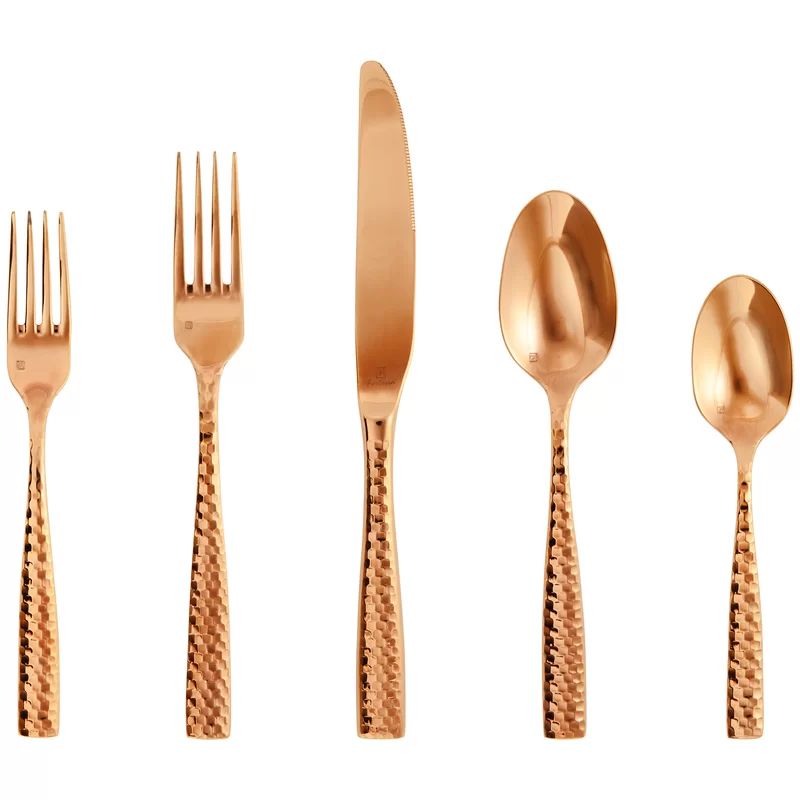Lucca Faceted 5 Piece 18/10 Stainless Steel Flatware Set, Service for 1 | Wayfair North America