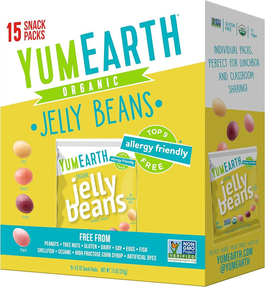 YumEarth Organic Jelly Beans - Fruity Candy Snack Packs, Gluten Free Snacks for Kids - Allergy Fr... | Amazon (US)