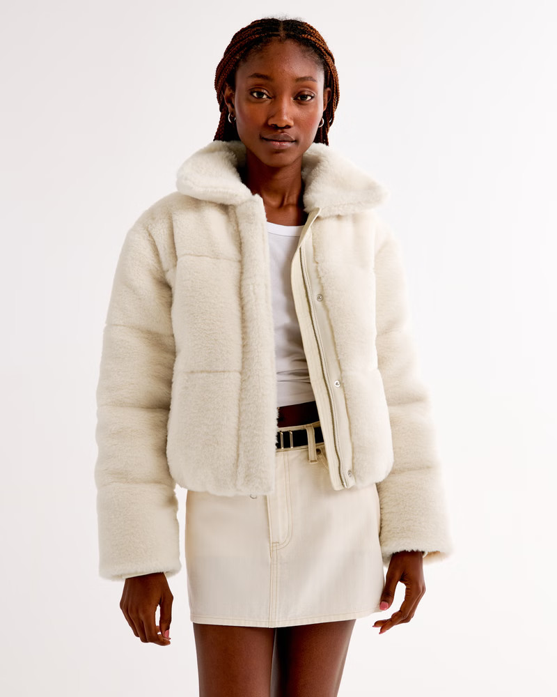 Faux Fur Short Puffer | Abercrombie & Fitch (US)