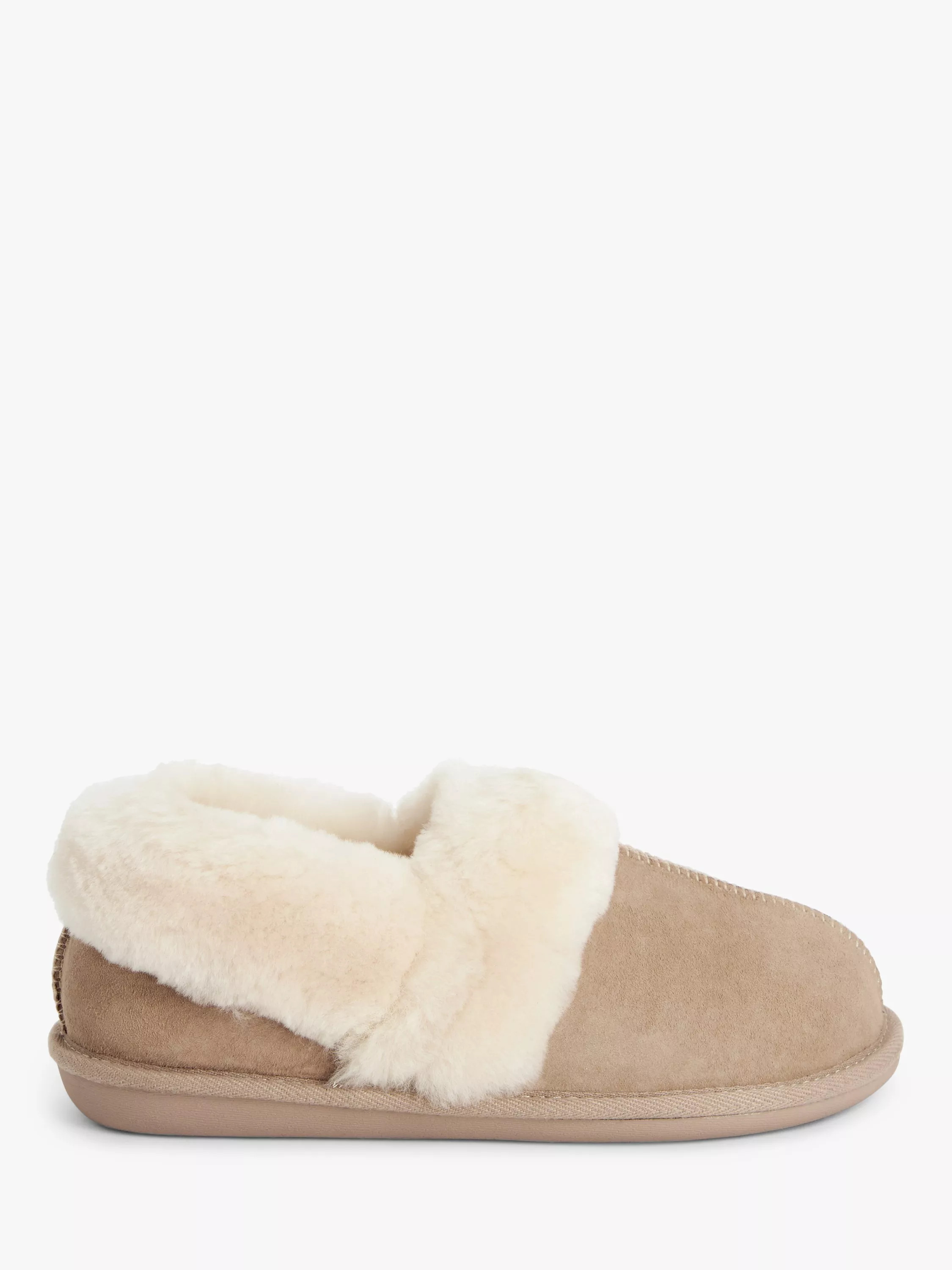 John Lewis Sheepskin Mule Cuff Slippers, Sand | John Lewis (UK)