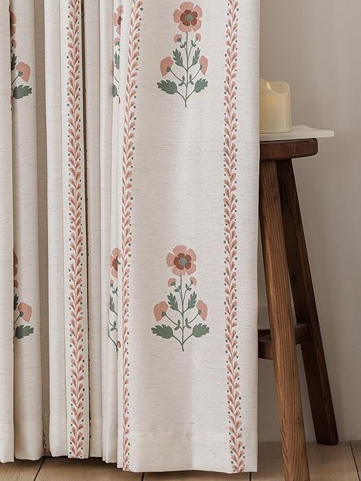 Pinch Pleated Nursery Curtains Luxury Pink Sheer Floral Curtains for Girls Room Bedroom Living Ro... | Amazon (US)